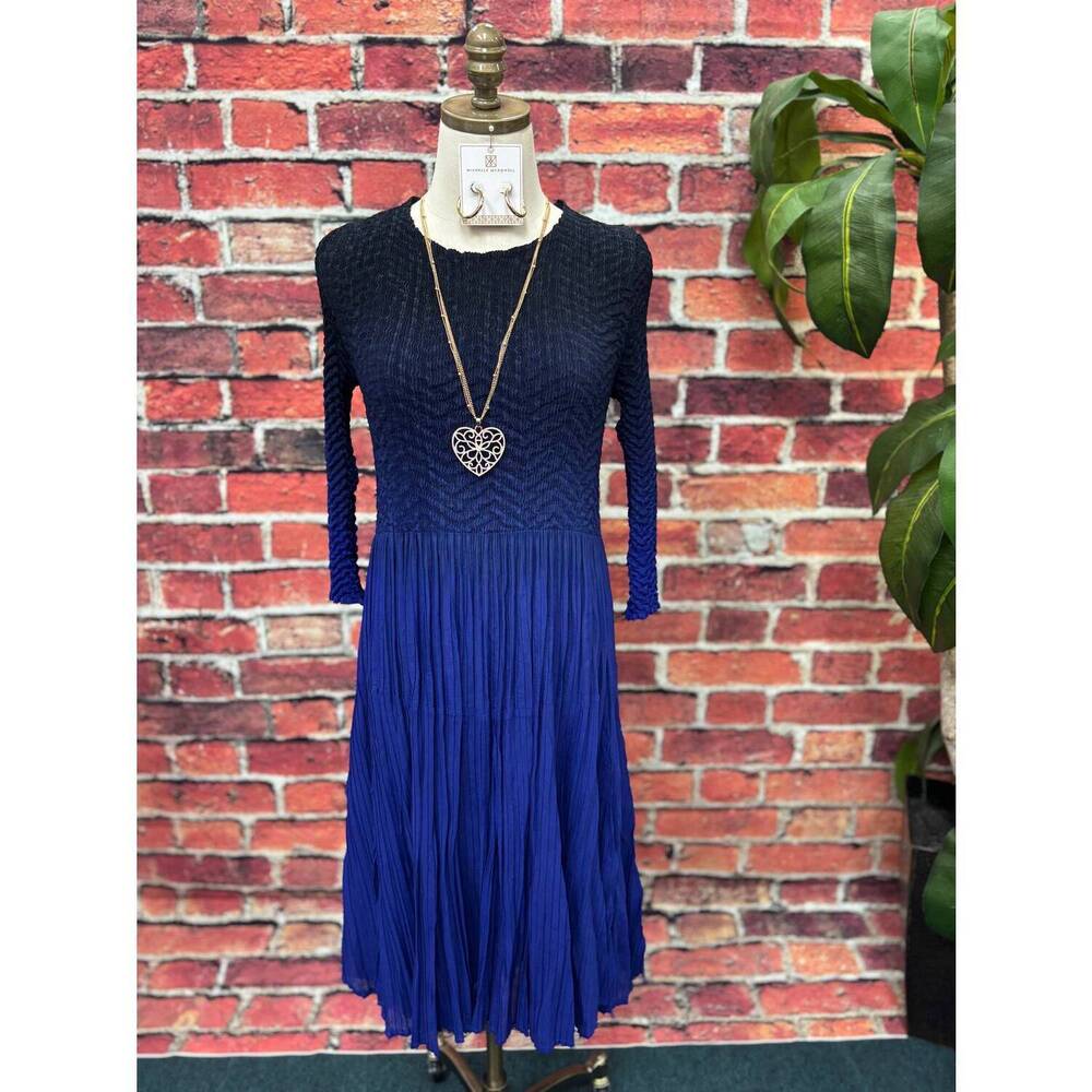 NEW VANITE COUTURE women's oh come to me long sleeve midi dress in royal
